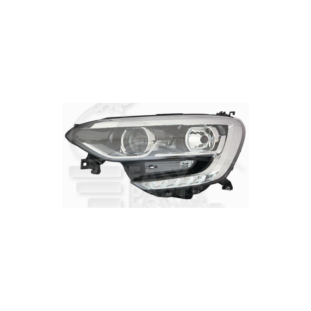 PHARE OPTIQUE GAUCHE H7+H7 ÉLECTRIQUE SANS MOTEUR FOND CHROME et FEU DE JOUR LED (DROIT) pour RENAULT MEGANE