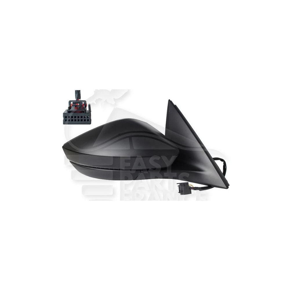 RÉTROVISEUR DROIT ÉLECTRIQUE CHAUFFANT NOIR AVEC FEU LED 6 PINS pour SKODA KAMIQ